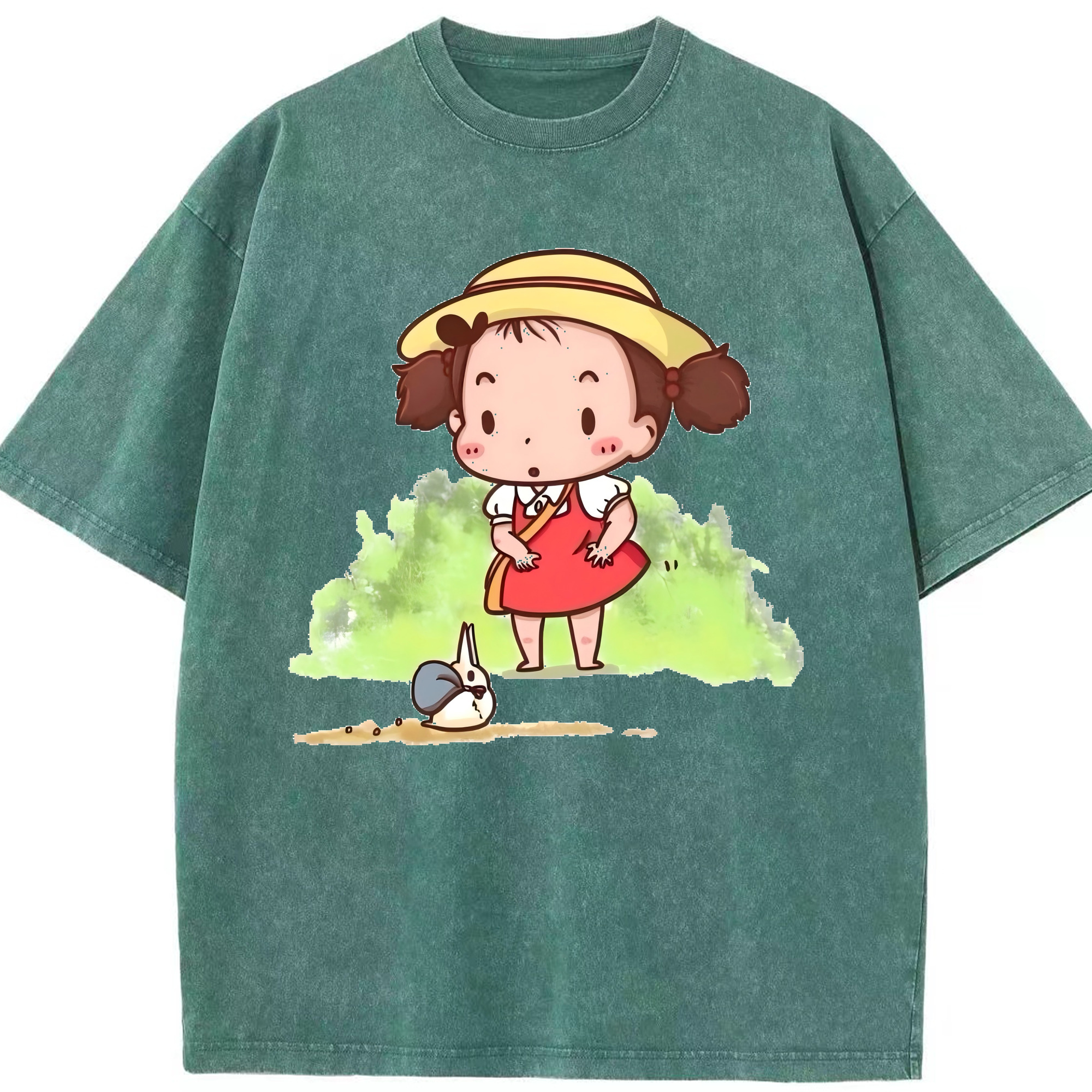 （画像用） となりのトトロ 草壁メイ 草壁サツキ My Neighbor Totoro Satsuki Kusakabe Mei Kusakabe 綿100% ヴィンテージ風 半袖Tシャツ（フロントプリント）